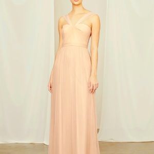 Amsale Aisha bridesmaid/formal blush silk chiffon maxi halter dress, Sz 6, long